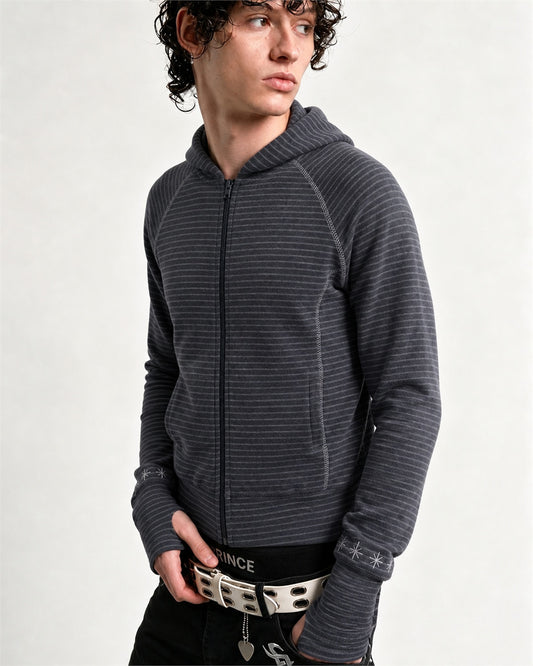 Striped Zip Up Hoodie model image