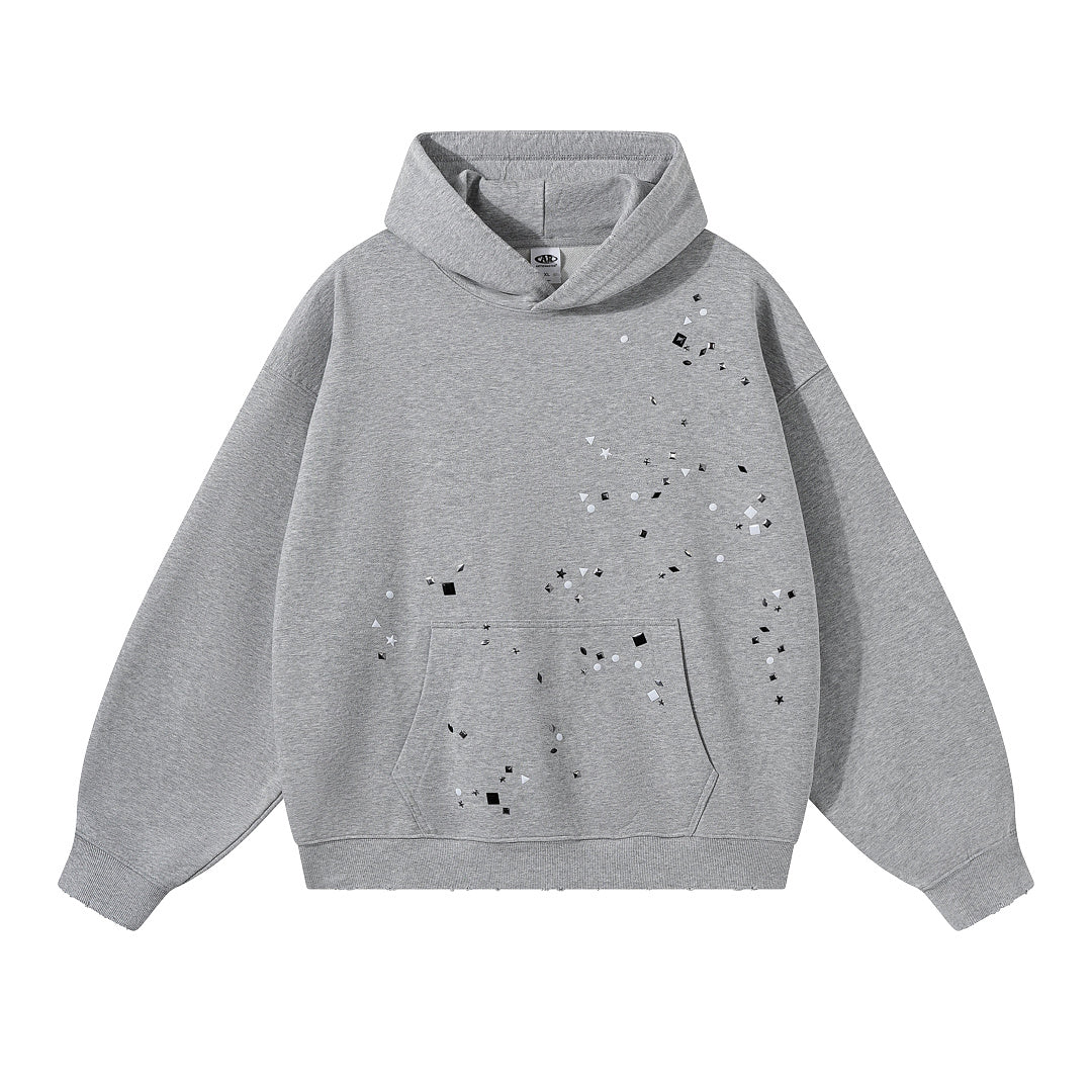 Metal Stud Detail Boxy Fit Hoodie Gray product image