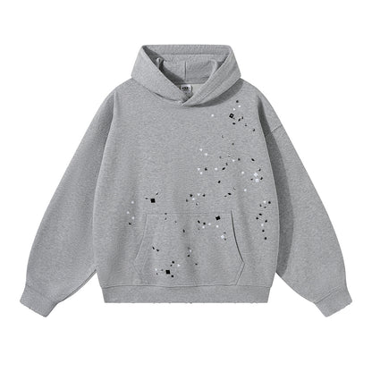 Metal Stud Detail Boxy Fit Hoodie Gray product image