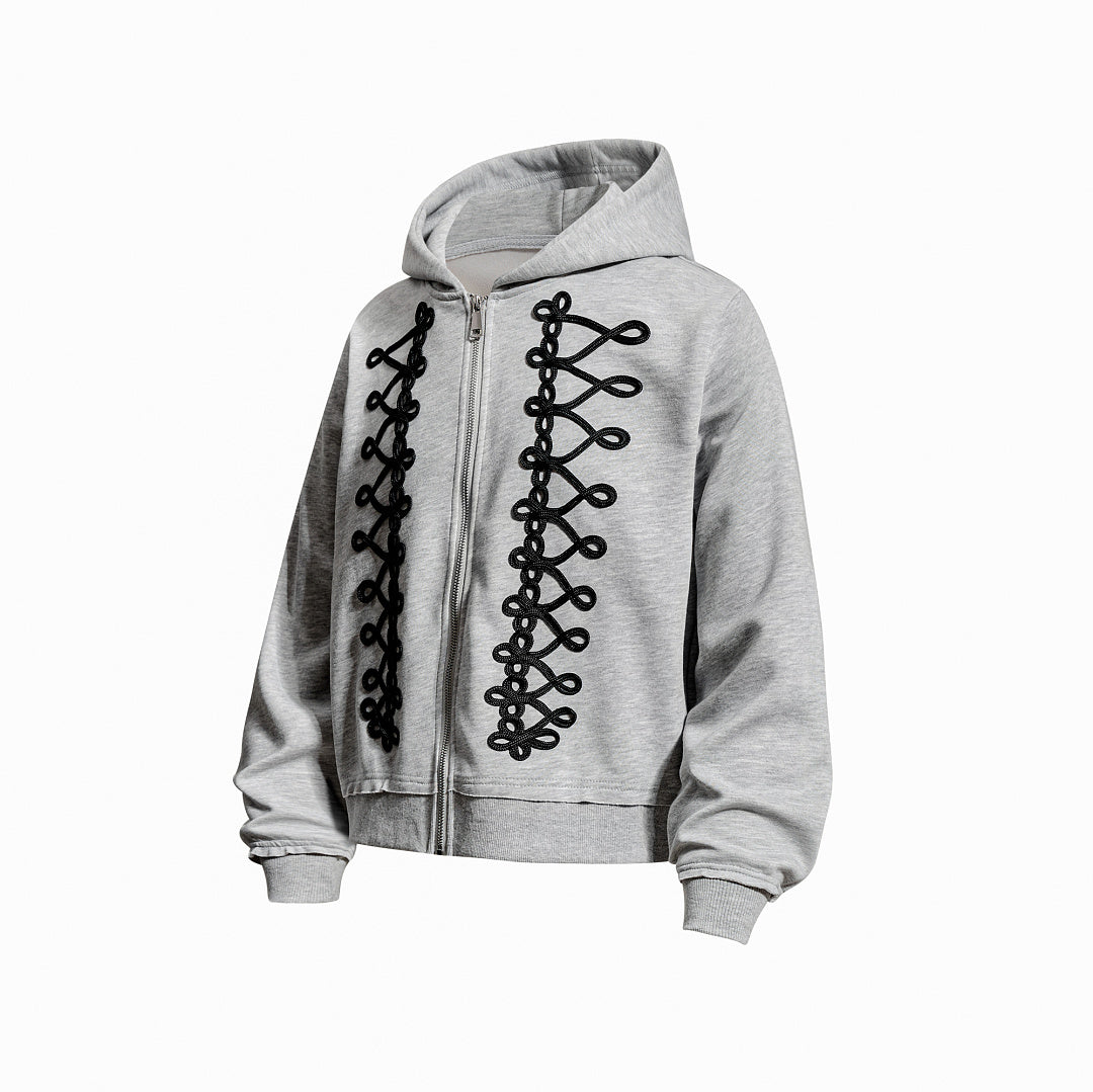 Napoleon Cord Embroidery Boxy Zip Up Hoodie detail image 10