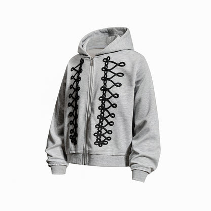 Napoleon Cord Embroidery Boxy Zip Up Hoodie detail image 10