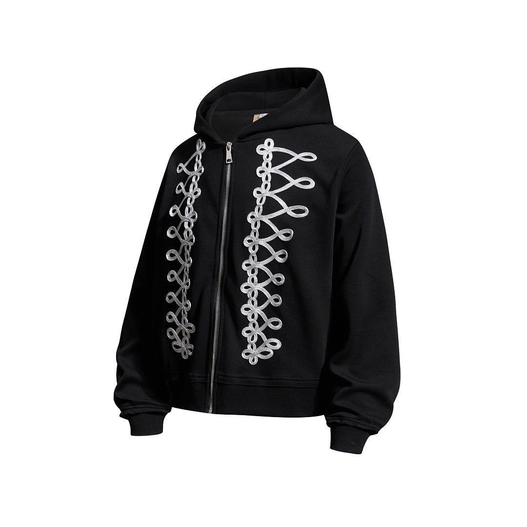 Napoleon Cord Embroidery Boxy Zip Up Hoodie detail image 11