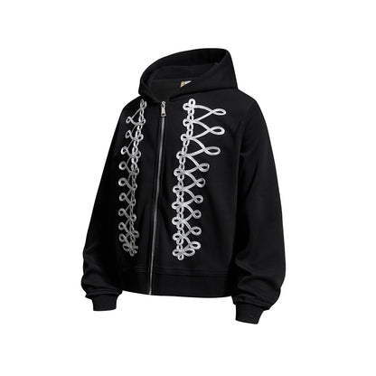 Napoleon Cord Embroidery Boxy Zip Up Hoodie detail image 11
