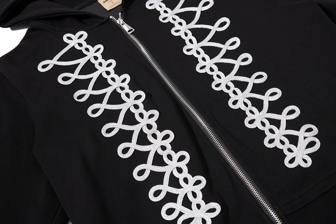 Napoleon Cord Embroidery Boxy Zip Up Hoodie detail image 6