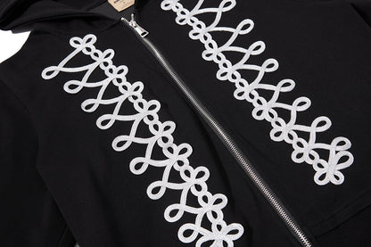 Napoleon Cord Embroidery Boxy Zip Up Hoodie detail image 6