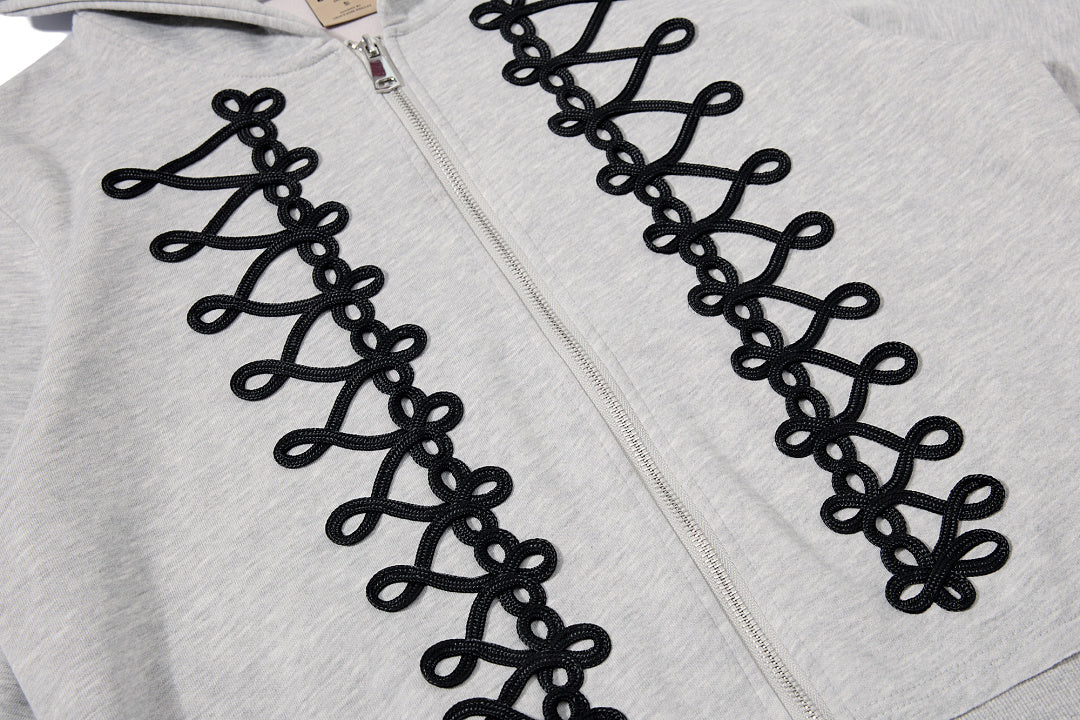 Napoleon Cord Embroidery Boxy Zip Up Hoodie detail image 7