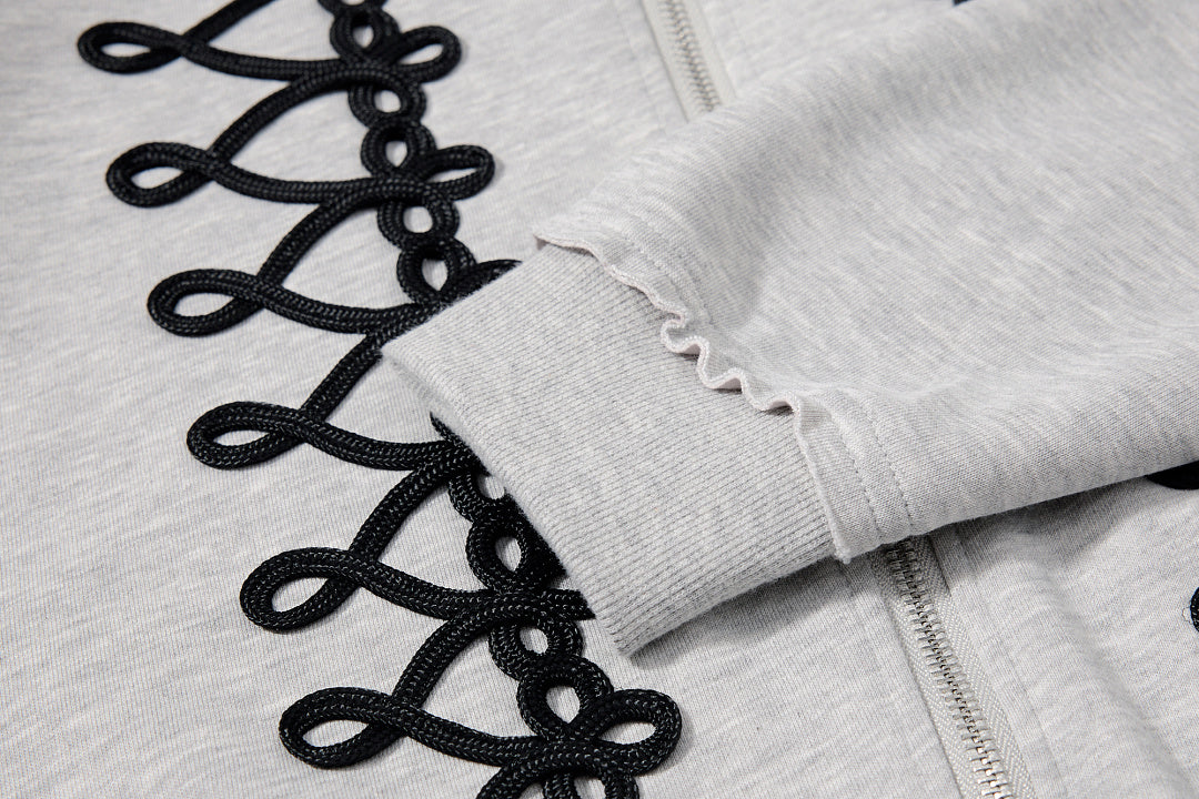 Napoleon Cord Embroidery Boxy Zip Up Hoodie detail image 8