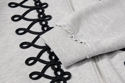 Napoleon Cord Embroidery Boxy Zip Up Hoodie detail image 8