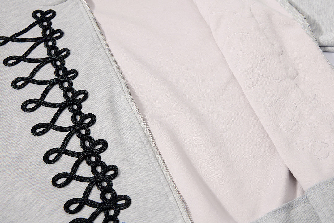 Napoleon Cord Embroidery Boxy Zip Up Hoodie detail image 9