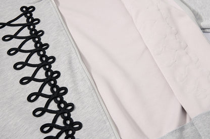 Napoleon Cord Embroidery Boxy Zip Up Hoodie detail image 9