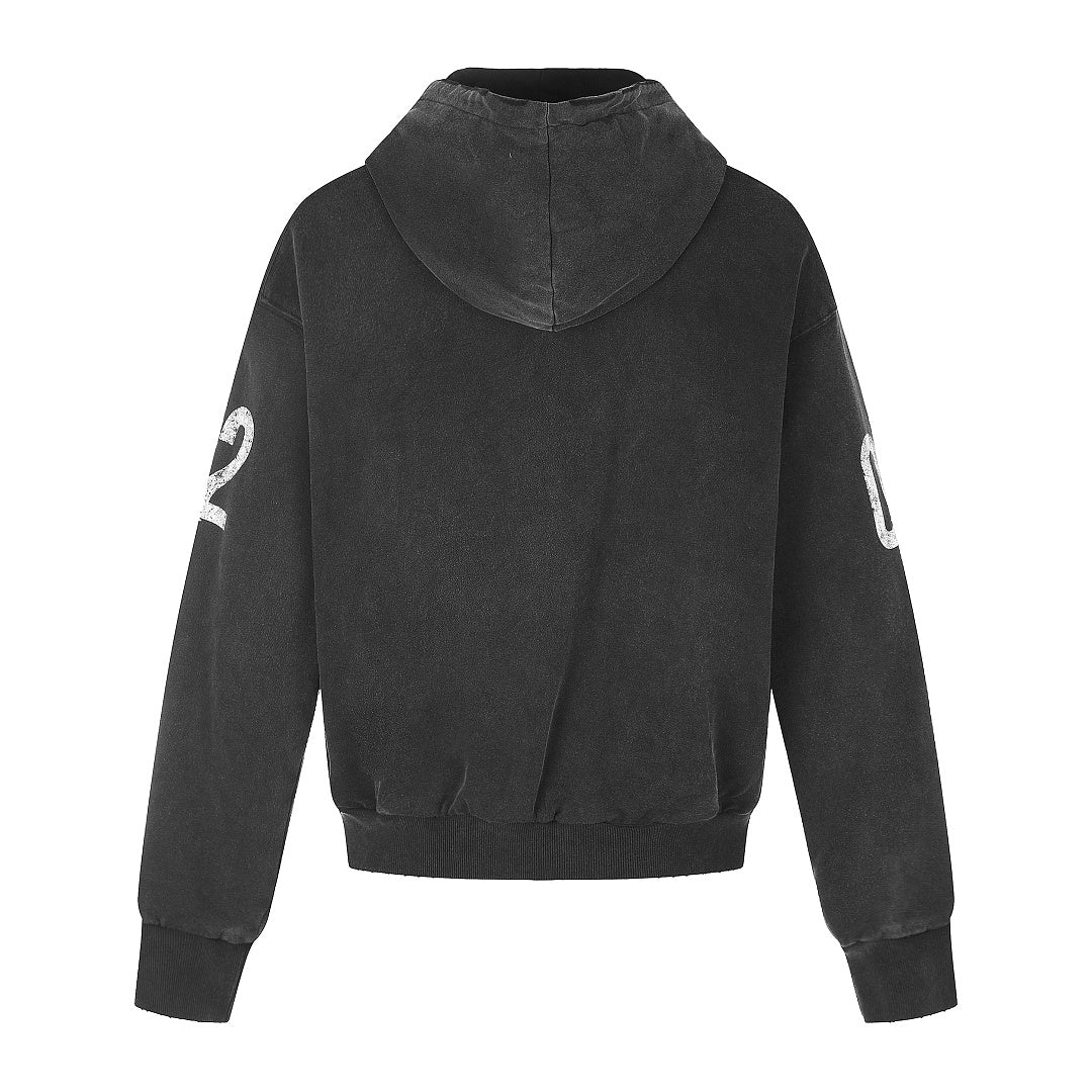 Distressed 02 Graphic Boxy Zip Up Hoodie detail image 3