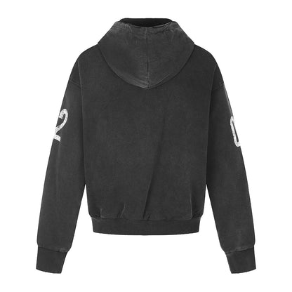 Distressed 02 Graphic Boxy Zip Up Hoodie detail image 3