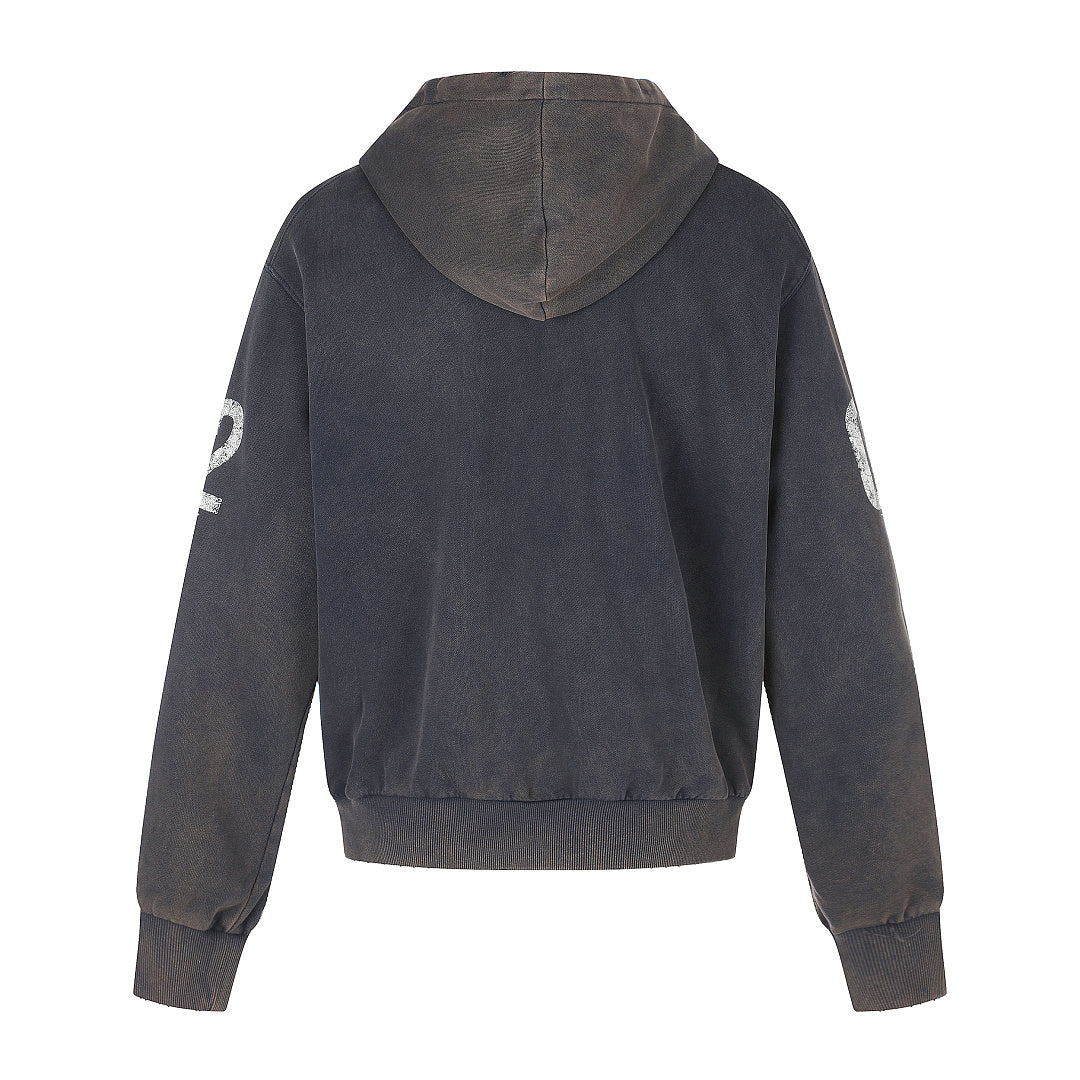 Distressed 02 Graphic Boxy Zip Up Hoodie detail image 5