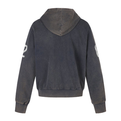 Distressed 02 Graphic Boxy Zip Up Hoodie detail image 5