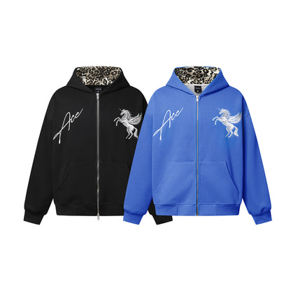 Embroidered Pegasus Zip Up Hoodie detail image 10