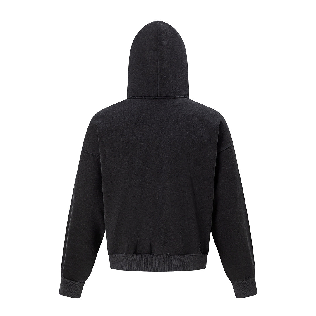 Distressed Badge Graphic Zip Up Hoodie detail image 3