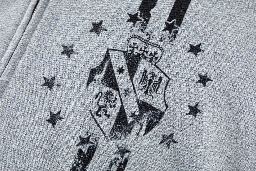 Distressed Badge Graphic Zip Up Hoodie detail image 6