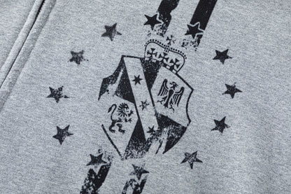 Distressed Badge Graphic Zip Up Hoodie detail image 6