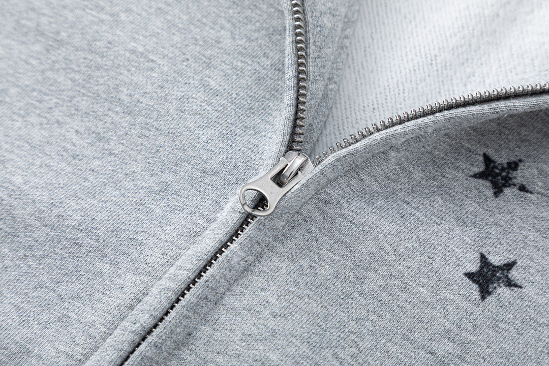 Distressed Badge Graphic Zip Up Hoodie detail image 8