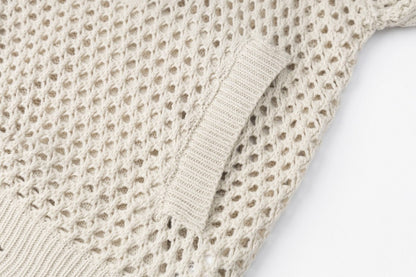 Knit Mesh Studded Boxy Zip Up Hoodie detail image 7