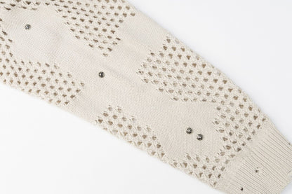 Knit Mesh Studded Boxy Zip Up Hoodie detail image 10