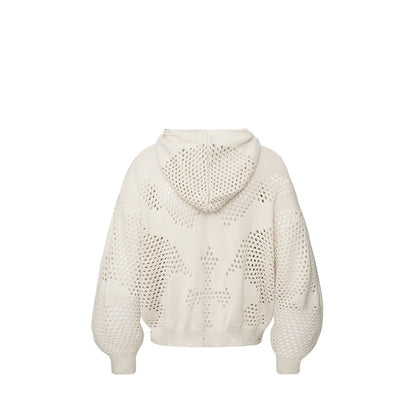 Knit Mesh Studded Boxy Zip Up Hoodie detail image 5