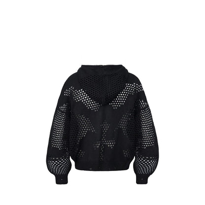 Knit Mesh Studded Boxy Zip Up Hoodie detail image 3
