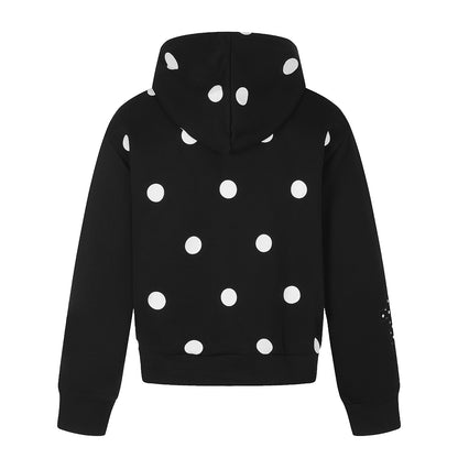 Polka Dot Cross Applique Zip Up Hoodie detail image 3