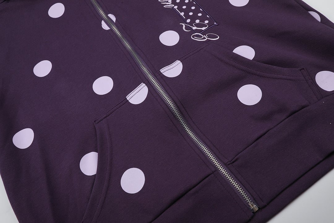 Polka Dot Cross Applique Zip Up Hoodie detail image 9