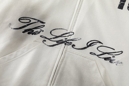 Script Number Graphic Zip Up Hoodie detail image 6