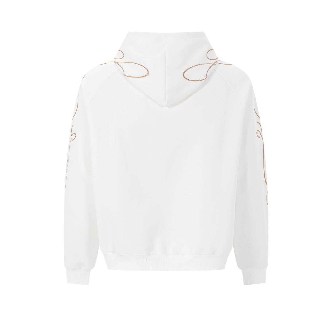 Ornamental Letter Embroidered Two Way Zip Hoodie detail image 5