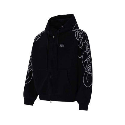 Ornamental Letter Embroidered Two Way Zip Hoodie detail image 9