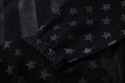 Distressed Star Print Denim Boxy Hoodie detail image 6