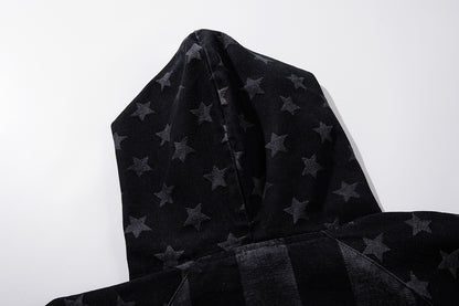 Distressed Star Print Denim Boxy Hoodie detail image 7