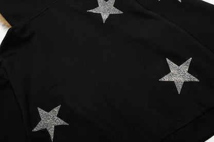 Star Rhinestone Fur Collar Zip Up Hoodie detail image 7