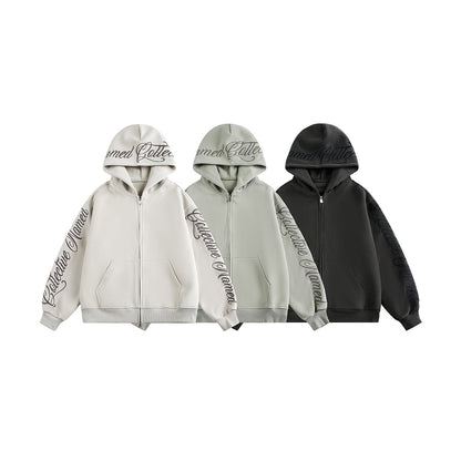 Script Embroidery Zip Up Hoodie detail image 12