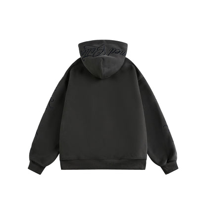 Script Embroidery Zip Up Hoodie detail image 3