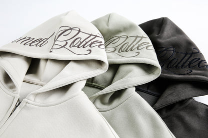 Script Embroidery Zip Up Hoodie detail image 8
