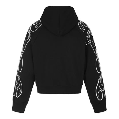 Abstract Sleeve Embroidery Zip Up Hoodie detail image 3