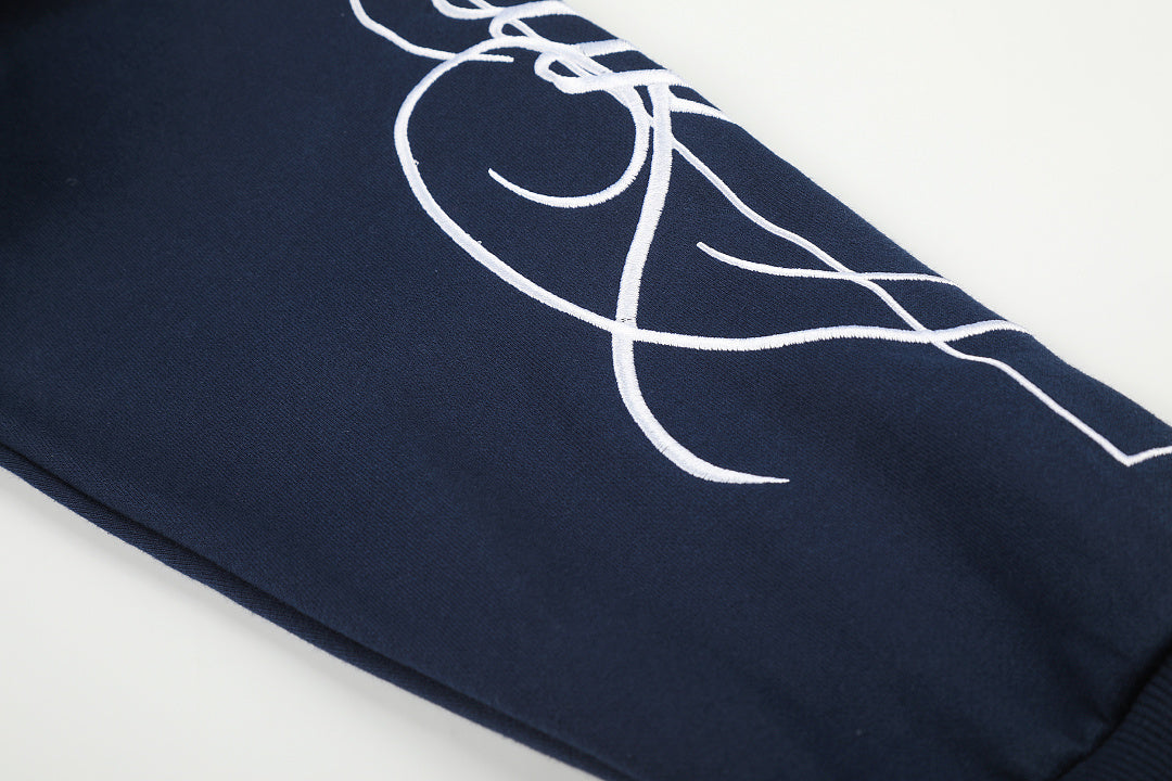 Abstract Sleeve Embroidery Zip Up Hoodie detail image 7