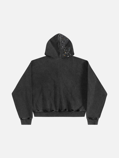 Rhinestone Star Boxy Zip Up Hoodie detail image 3
