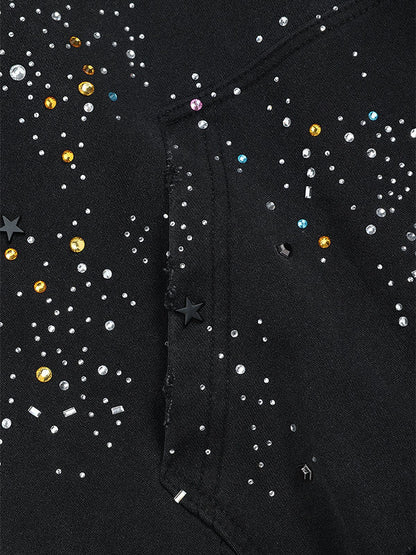 Rhinestone Star Boxy Zip Up Hoodie detail image 4