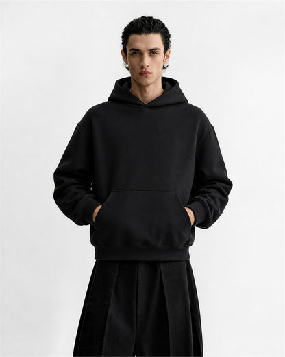 Solid Boxy Pullover Hoodie model image