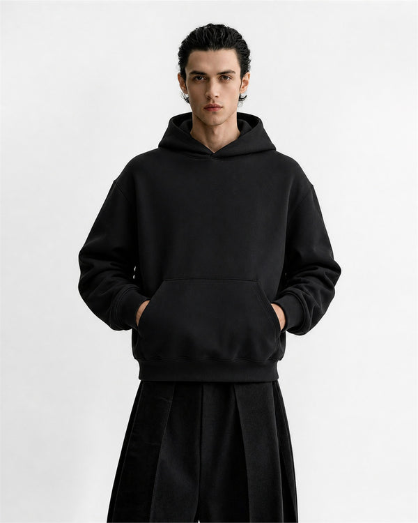 Solid Boxy Pullover Hoodie