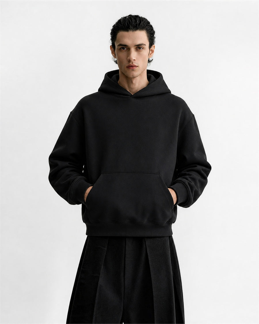 Solid Boxy Pullover Hoodie