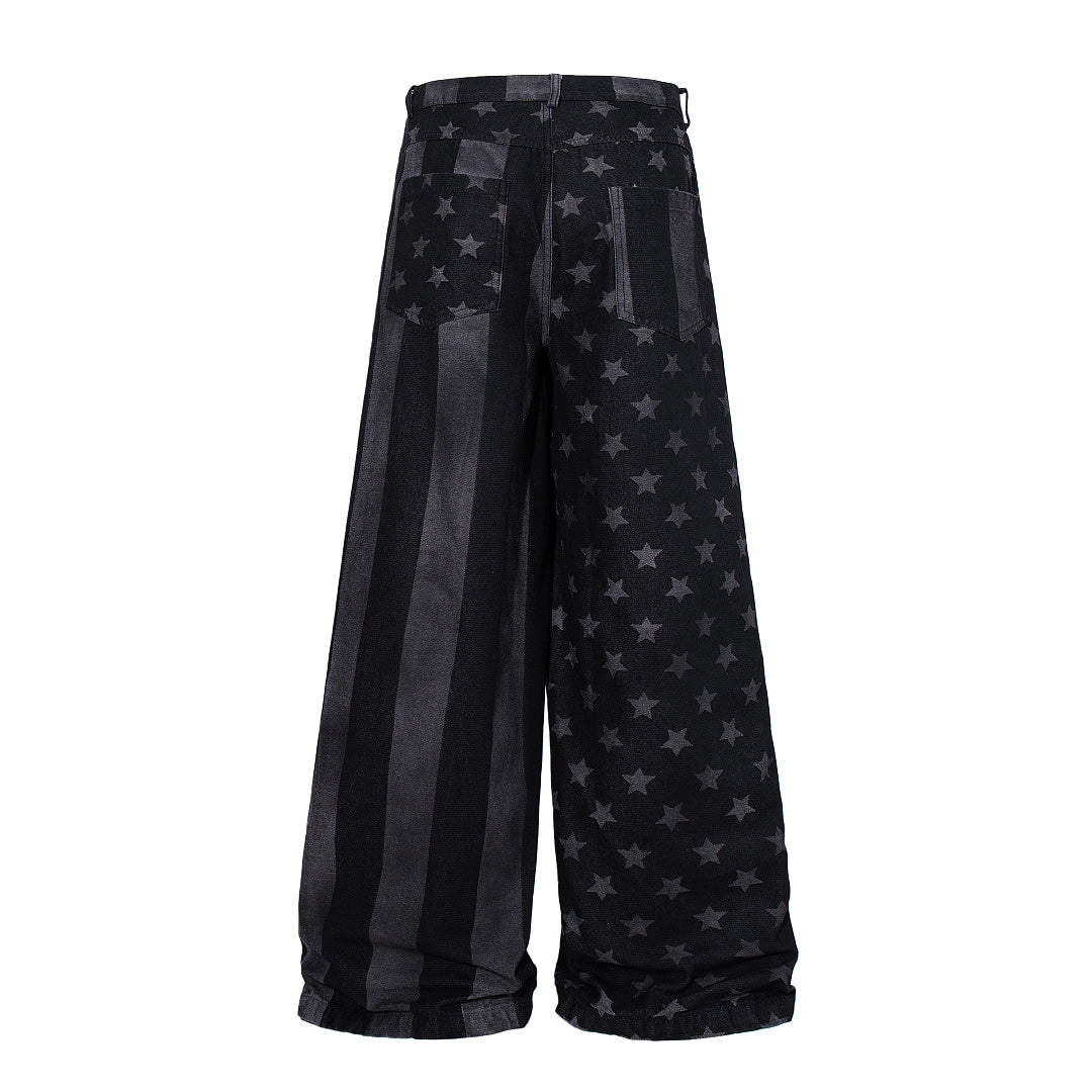 Striped Star Baggy Barrel Jeans detail image 4
