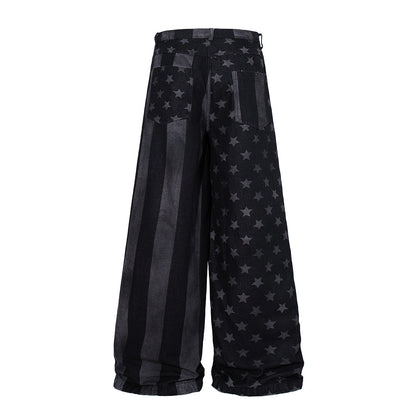 Striped Star Baggy Barrel Jeans detail image 4