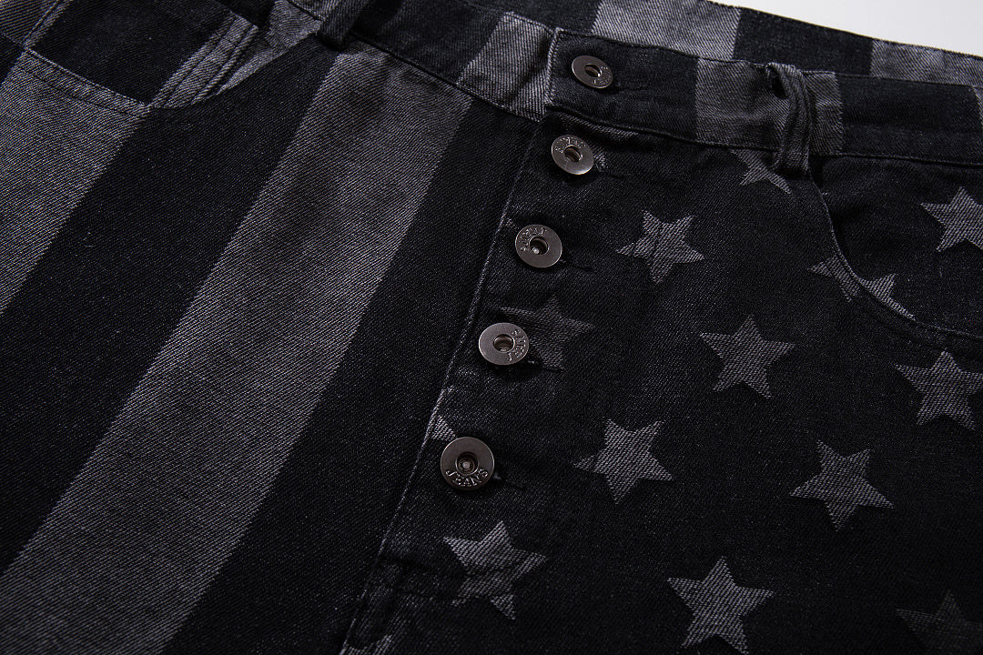 Striped Star Baggy Barrel Jeans detail image 5