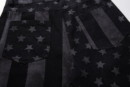 Striped Star Baggy Barrel Jeans detail image 7