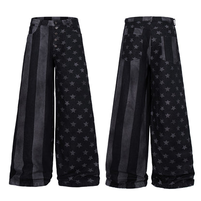 Striped Star Baggy Barrel Jeans detail image 8